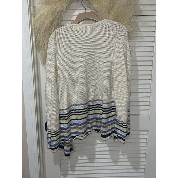 J Jill Women's Long Sleeve Knit Open Front Cardigan Sweater Striped Size XL - Picture 3 of 8